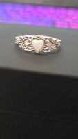 Enchanted Opal - Heart-Shaped Opal Ring with Filigree Sterling Silver 925