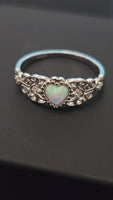 Enchanted Opal - Heart-Shaped Opal Ring with Filigree Sterling Silver 925