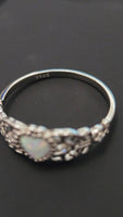Enchanted Opal - Heart-Shaped Opal Ring with Filigree Sterling Silver 925