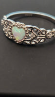 Enchanted Opal - Heart-Shaped Opal Ring with Filigree Sterling Silver 925