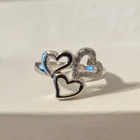 Three of Hearts – CZ Halo Sterling Silver Ring