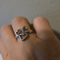 Three of Hearts – CZ Halo Sterling Silver Ring