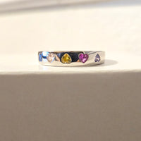 Rainbow Hearts – Multi-Color CZ Band Ring
