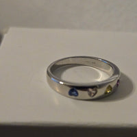Rainbow Hearts – Multi-Color CZ Band Ring