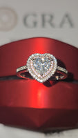 Blushing Heart - Pink Halo Edition 1.5ct Double Halo Heart Moissanite Ring
