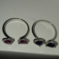 Mystic Duo – 6mm CZ Heart & Drop Ring