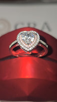 Blushing Heart - Pink Halo Edition 1.5ct Double Halo Heart Moissanite Ring