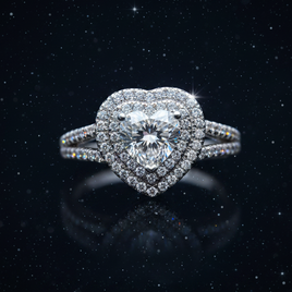 Timeless Embrace – 1.5ct Halo Heart Ring
